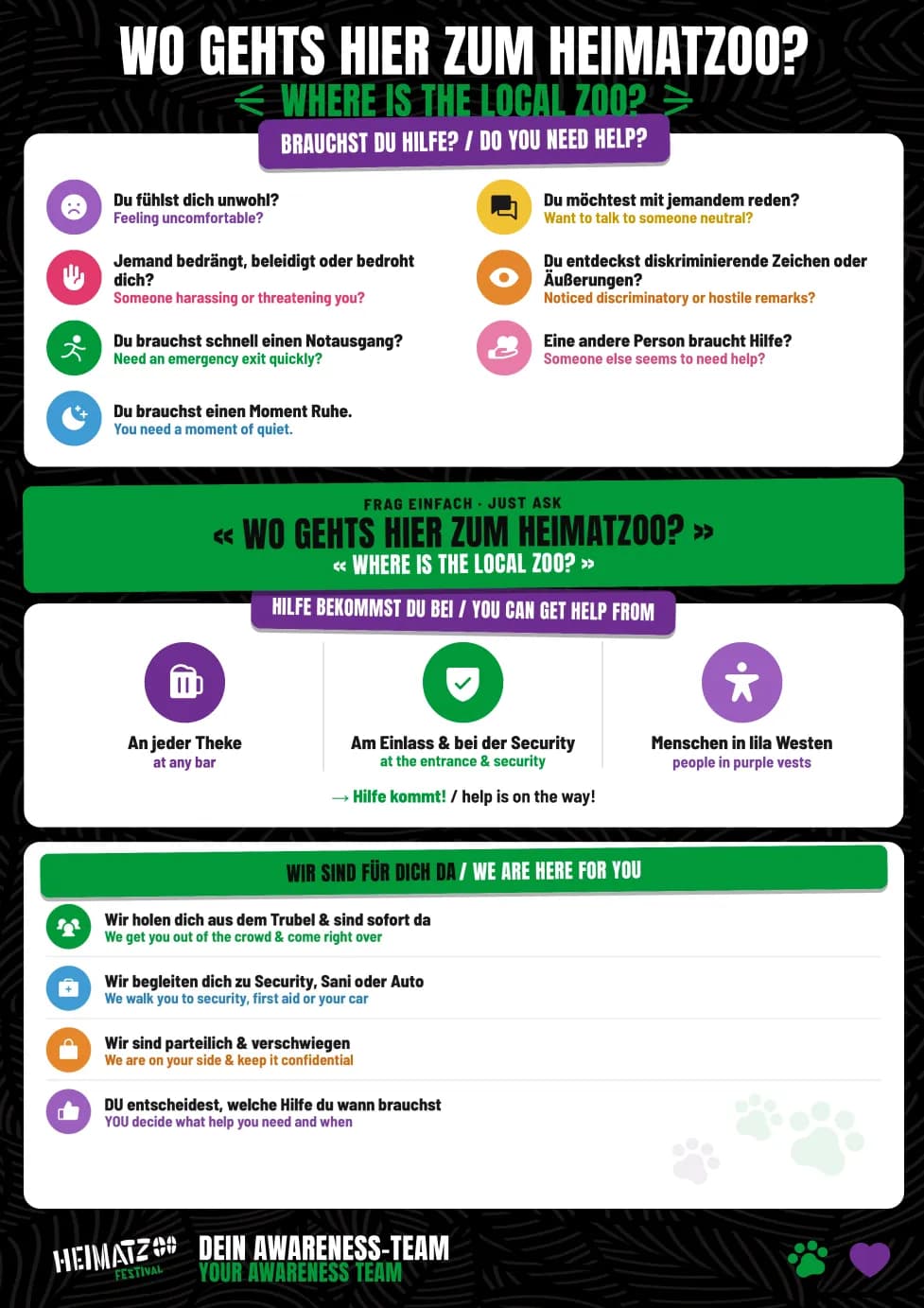 Unser Awareness-Konzept: „Wo gehts hier zum Heimatzoo?“